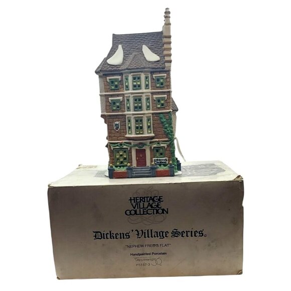 Department 56 Dickens Village Series Nephew Freds Flat Christmas Porcelain - Picture 2 of 13
